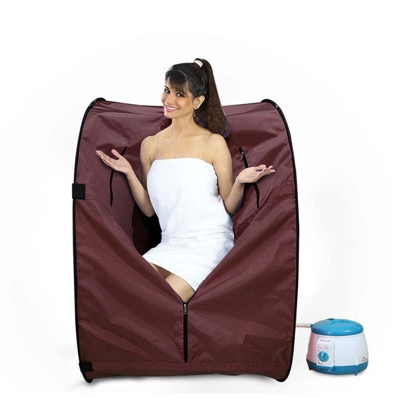 Kawachi Kawachi Portable Steam Sauna Bath for Health and Beauty Spa at Home Chocolate Brown - Image 1