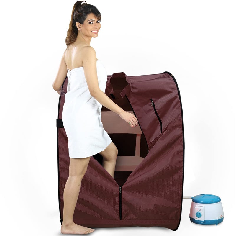 Kawachi Kawachi Portable Steam Sauna Bath for Health and Beauty Spa at Home Chocolate Brown - Image 3