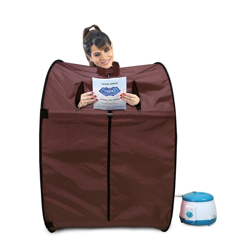 Kawachi Kawachi Portable Steam Sauna Bath for Health and Beauty Spa at Home Chocolate Brown - Image 5