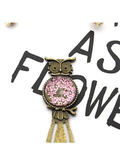 Generic 2 Pcs Owl Book Mark Bookmark Rulers Clips, Vintage Elegant Bronze Metal Bookmark Book Page with Dried Flower, Bookmark for Student Kids Teacher Book Club (Pink+Blue)  - Image 5