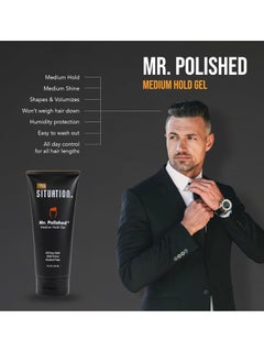 Hair Situation Hair Situation Mr. Polished Styling Men's Hair Gel -Medium Hold, Made With Vitamins to Strengthen and Volumize Hair, Alcohol-Free, Anti-Frizz, No-Flaking, All Day Hold, Low Shine, for All Hair 7 Fl Oz  - Image 2