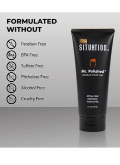 Hair Situation Hair Situation Mr. Polished Styling Men's Hair Gel -Medium Hold, Made With Vitamins to Strengthen and Volumize Hair, Alcohol-Free, Anti-Frizz, No-Flaking, All Day Hold, Low Shine, for All Hair 7 Fl Oz  - Image 3