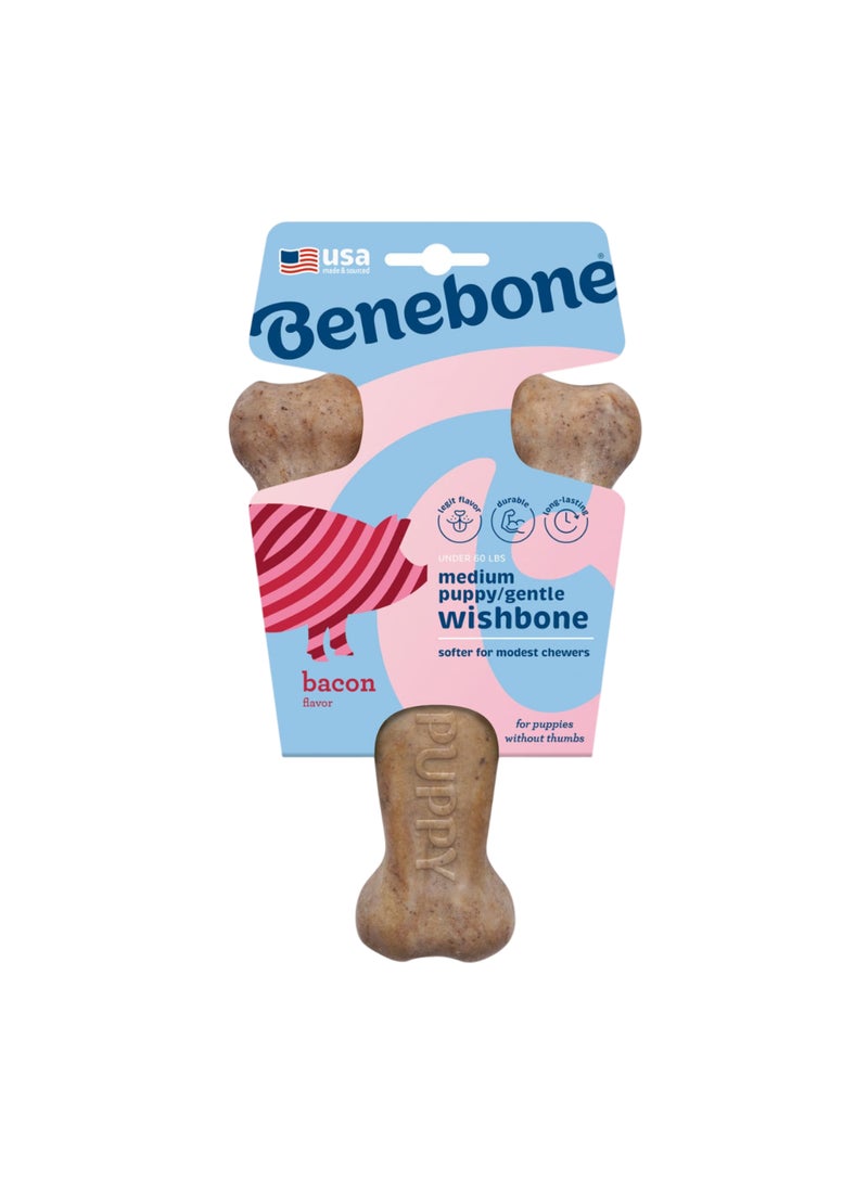 Benebone Puppy Wishbone Dog Chew Toy Bacon - Image 1