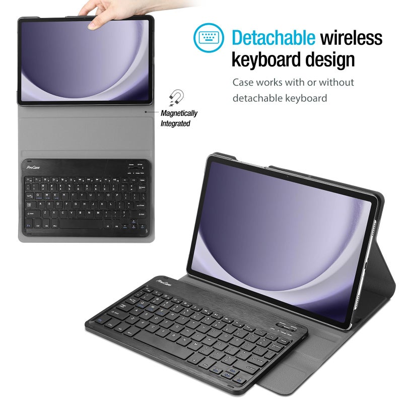 ProCase Keyboard Case for Galaxy Tab A11+ Plus 2025/ A9+ Plus 11 Inch 2023, Lightweight Case with Magnetic Detachable Wireless Keyboard for Galaxy Tablet 11"- Black - Image 3