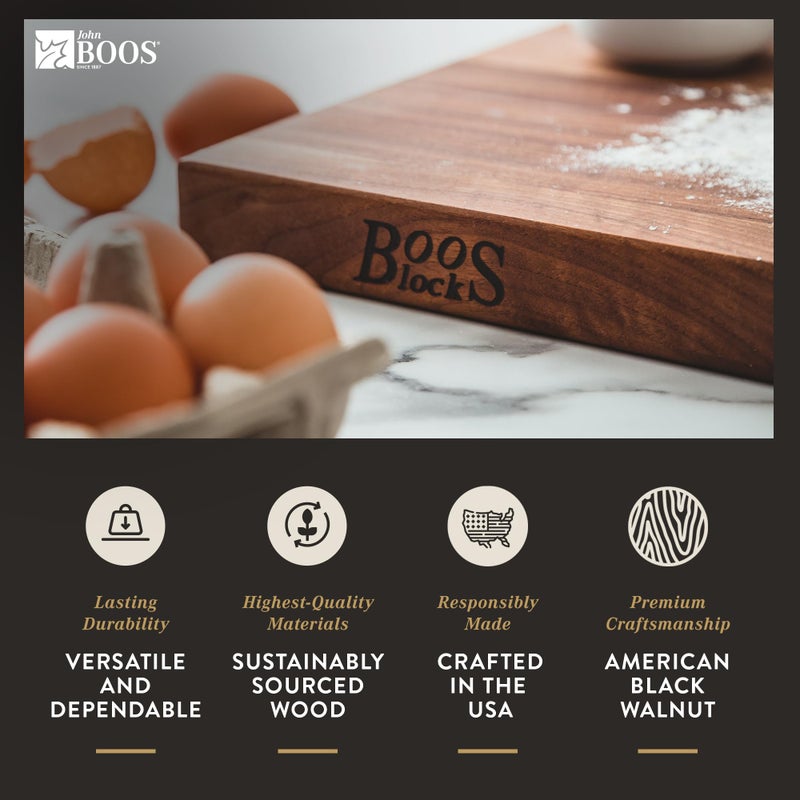 John Boos Block Reversible Wood Cutting Board, R-Board, 18"x12"x1.5", Walnut - Image 3