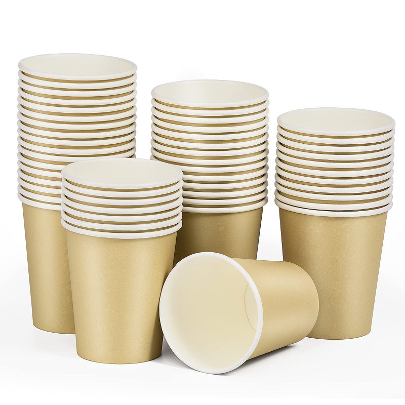 Fedmut Paper Cups 8 oz 50 Packs Disposable Coffee Cups for Hot Beverage Water Coffee Juice Party Drinking and Joyful DIY Handmade Khaki