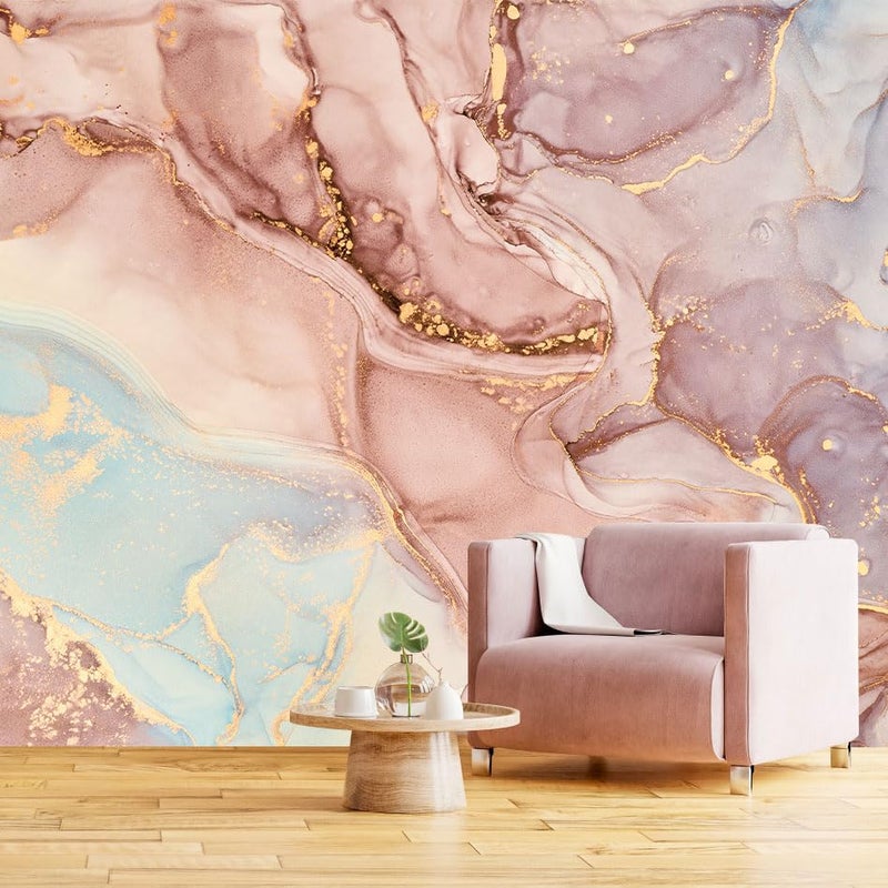 MFWFM Pink Marble Wallpaper Abstract Texture Wall Mural for Bedroom Living Room Not Peel n Stick - Image 3