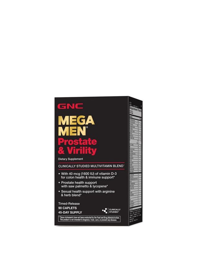 GNC - Mega Men Prostate and Virility | Supports Optimal Sexual Health and Prostate Health | 90 Caplets - Image 1