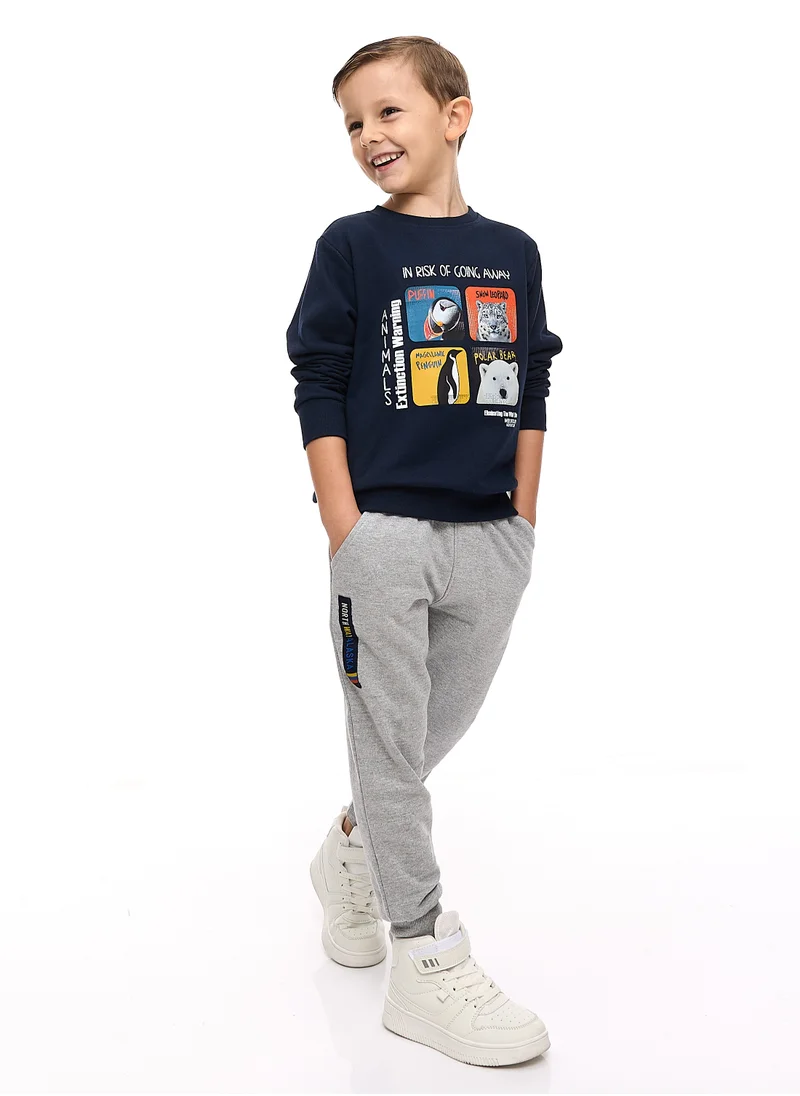 victor and jane Boys' 2-Piece Sweatshirt and Jogger Set (2 -8 yrs) Navy-Grey Mil