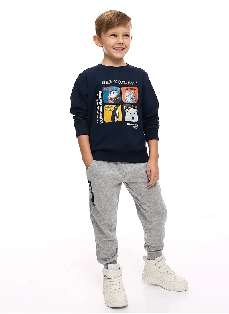 victor and jane Boys' 2-Piece Sweatshirt and Jogger Set (2 -8 yrs) Navy-Grey Mil