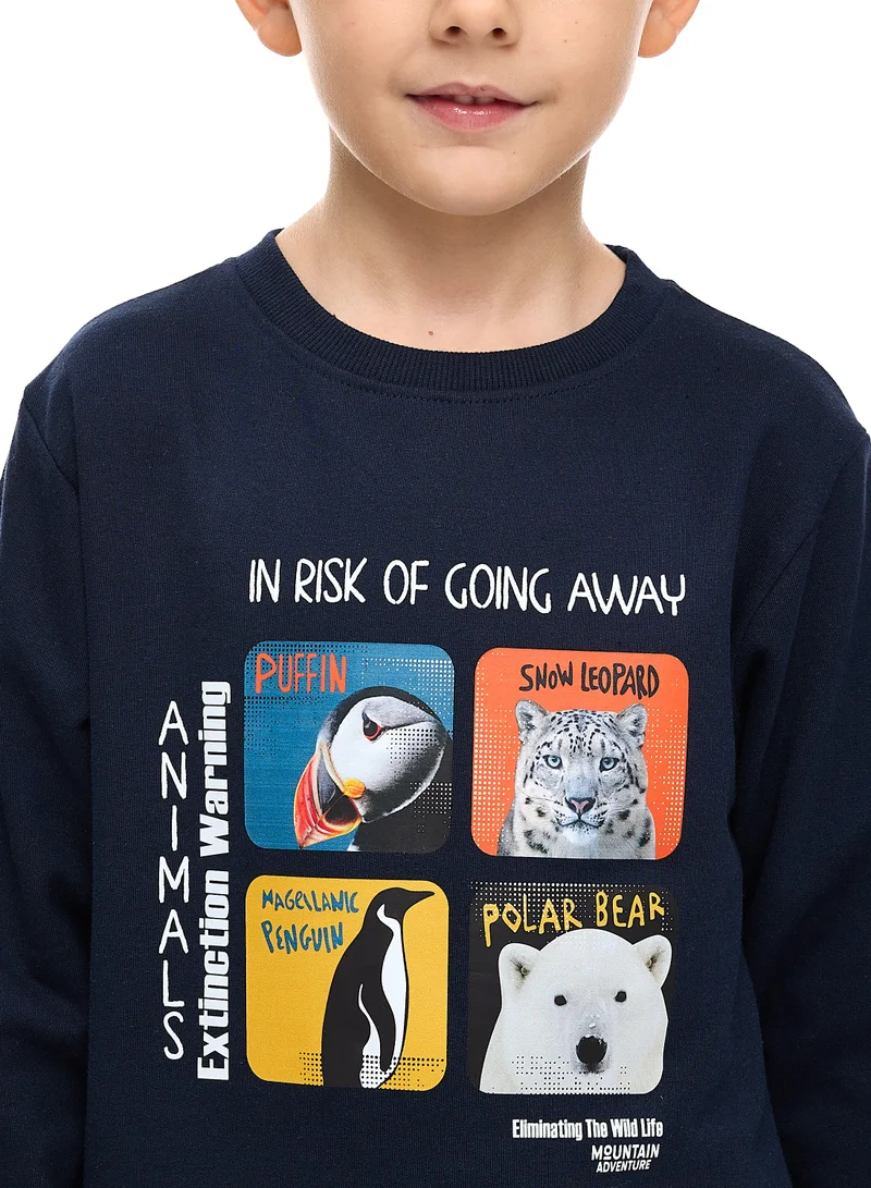 victor and jane Boys' 2-Piece Sweatshirt and Jogger Set Navy-Grey Mil