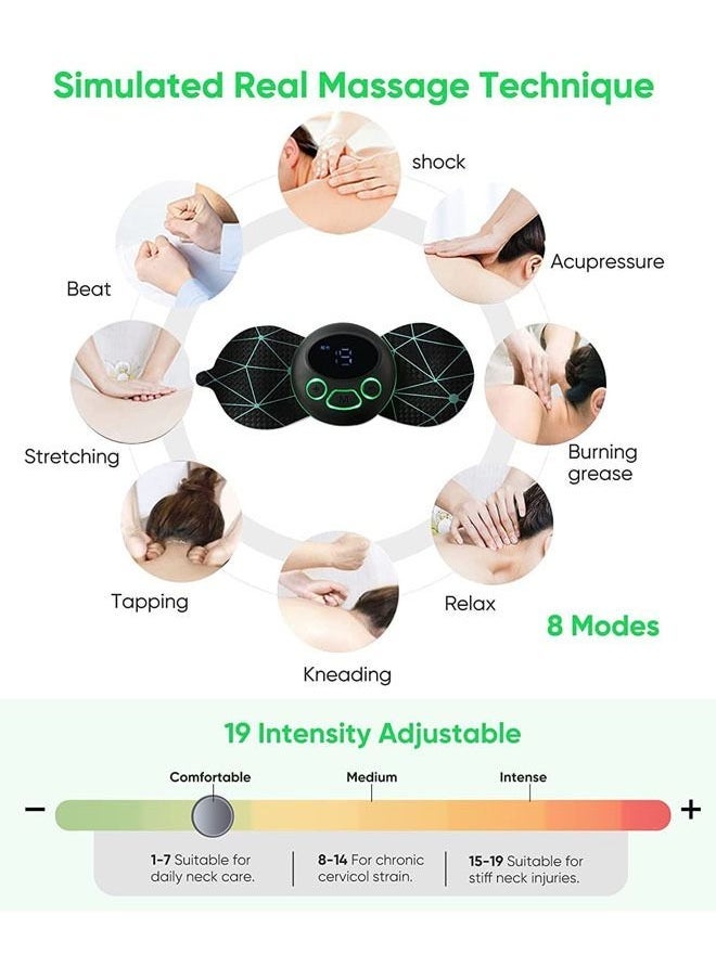 Loquat Electric Massagers, Microcurrent EMS Massage Device, Portable Neck Massager for Pain Relief, Bioelectric Acupoints Massager Mat for Arms Neck Shoulder Back Waist Legs, 8 Modes 19 Levels Cordless - Image 5