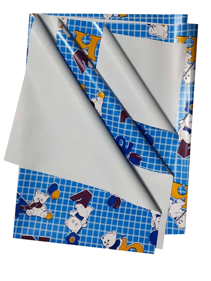 Ecosoft Baby Plastic Sheet | Baby Bed Protector | 0-18 Months | 90 x 135 cm (Cartoon Blue & Zoo Pink) - Image 4