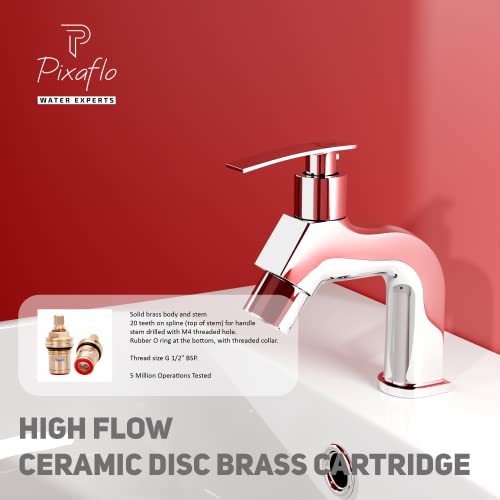 Pixaflo META-N Brass Pillar Cock Tap for Wash Basin, Foam Flow, Chrome - Image 5