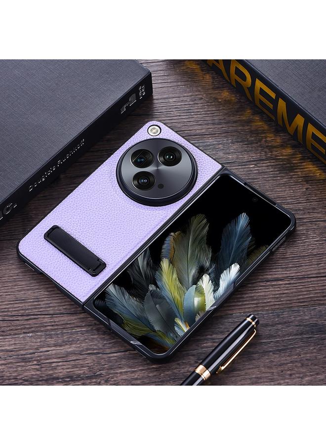 اس-توب جراب لهاتف OnePlus مفتوح من مادة البولي يوريثان بنسيج الليتشي مع حامل - Image 1