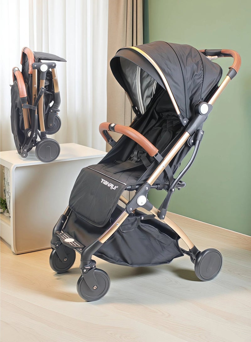 Foldable One-click Ultra Lightweight Travel Stroller with Foldable Gear for Airplane Adjustable Canopy Absorbent Multi Position Reclining Seat Foldable Storage Basket NO.1104 - Image 1