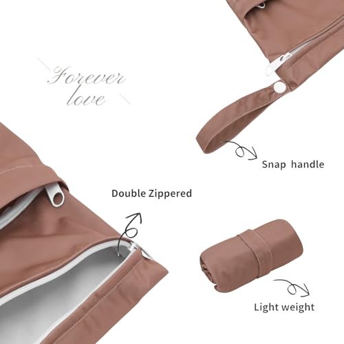 ALVA ALVABABY 3pcs Cloth Diaper Wet Dry Bags Waterproof Reusable with Two Zippered Pockets Travel Beach Pool Daycare Soiled Baby Items Yoga Gym Bag for Swimsuits or Wet Clothes 3LZM12 - Image 3