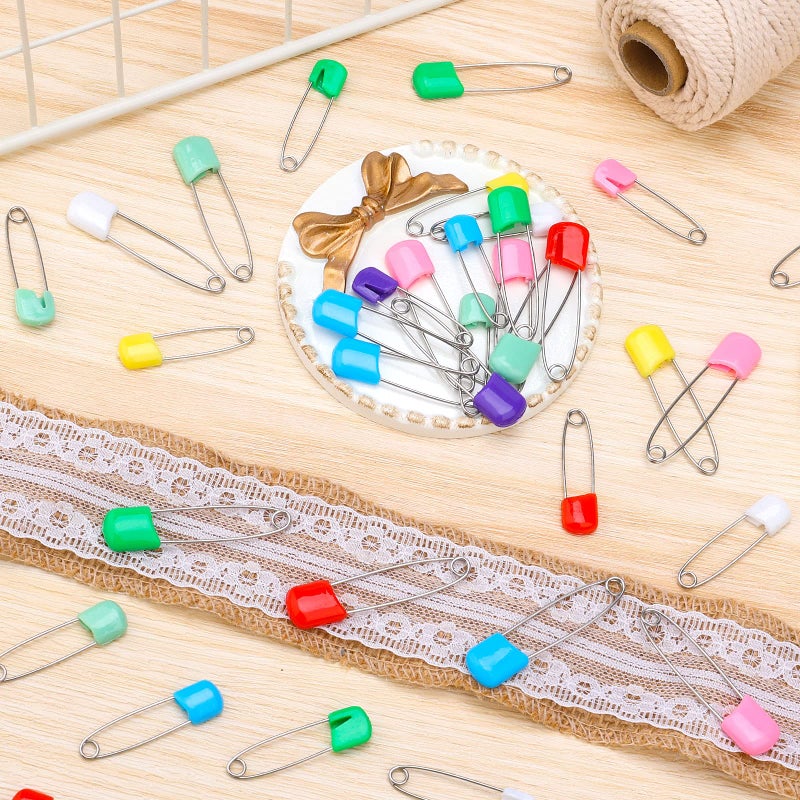 Savita 50pcs Diaper Pins, Safety Lock Stainless Steel Plastic Head Safety Pins for Diaper Clothes Dress Craft Hold Clip (Multicolored) - Image 4