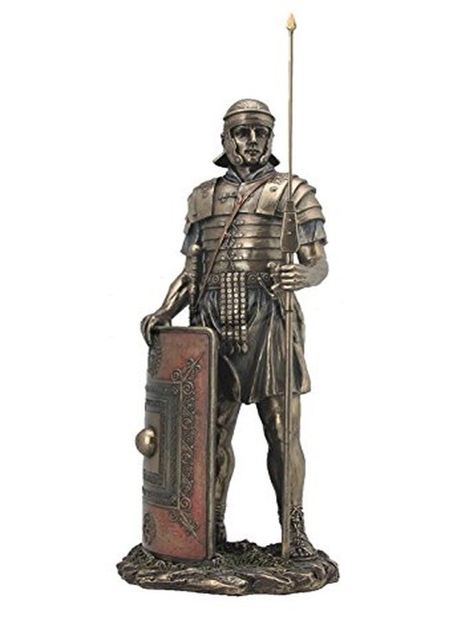 14.5" Ancient Roman Soldier w/Javelin & Shield Warrior Rome Statue Sculpture