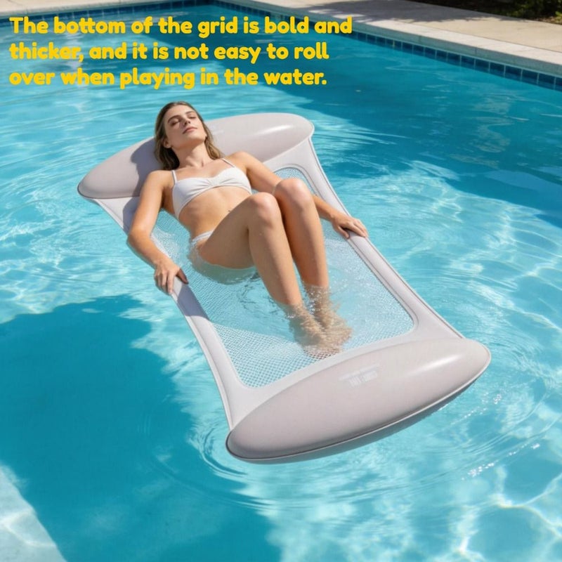 Two Tone Glacier Glass Floating Raft 43x27 Inch PVC Outdoor Water Lounger - Image 1
