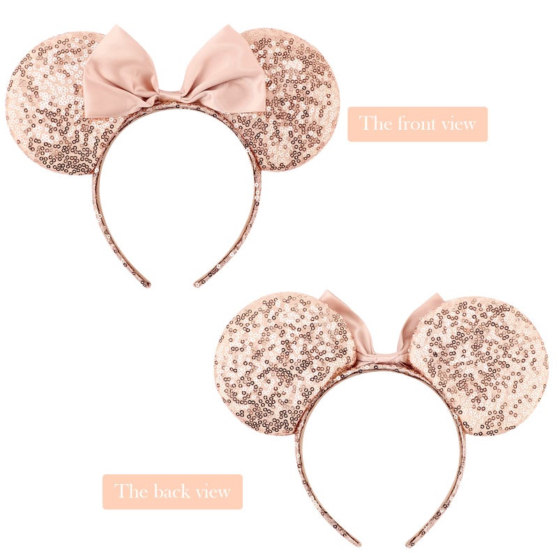AQOKKA Mouse Ears Headbands with Bow Minnie Ears Cosplay Costume Hair Accessories for Women Birthday Party Decoration - Image 5