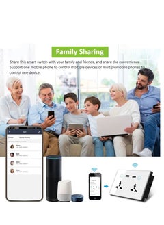 Eazyliv Eazyliv Tuya WIFI Smart TYPE C With USB Wall Socket UK Electrical Plug Outlet 15A Power Touch Switch Wireless Charge Work with Alexa Google Home (White, Double Socket + 2 USB Port)  - Image 5