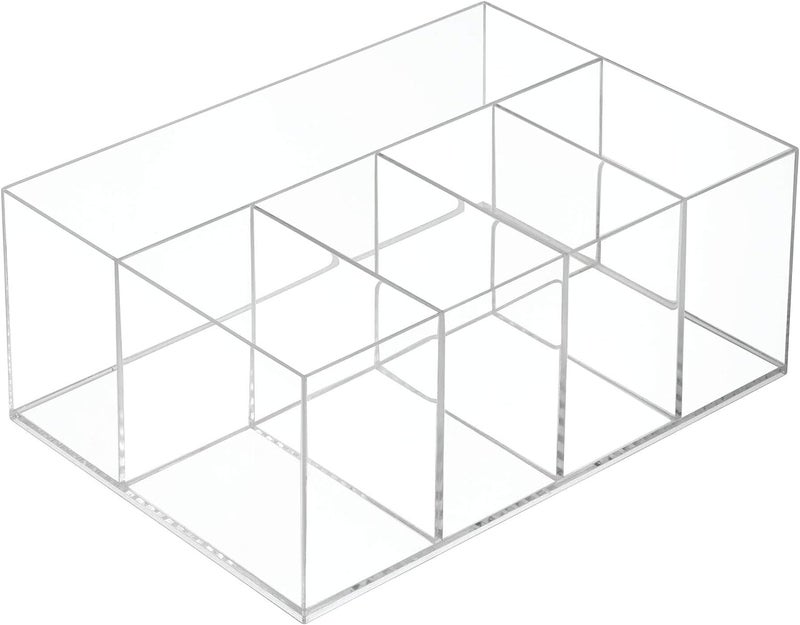 SHARMA PLASTICS Acrylic Makeup Organizer Caddy Bin with 5 Sections for Bathroom Vanity Countertops or Cabinet: Stores Makeup Brushes, Eye and Lip Pencils, Lipstick, Lip Gloss, Concealers - Image 1