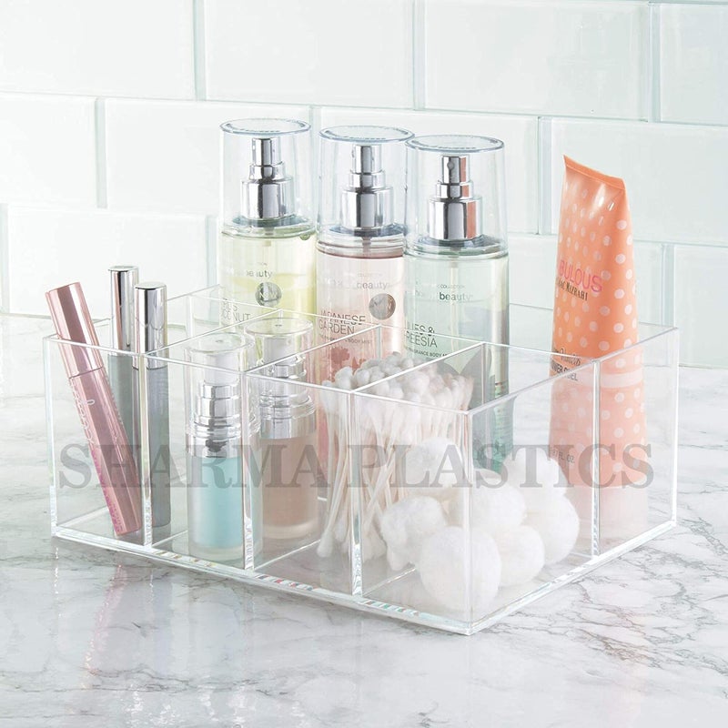 SHARMA PLASTICS Acrylic Makeup Organizer Caddy Bin with 5 Sections for Bathroom Vanity Countertops or Cabinet: Stores Makeup Brushes, Eye and Lip Pencils, Lipstick, Lip Gloss, Concealers - Image 4