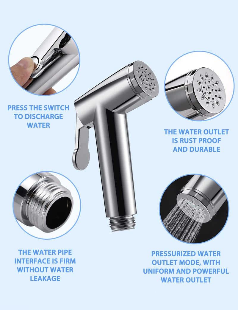 POCALAND Ultra Light Bidet Toilet Sprayer Head Rustless Handheld Bidet Sprayer Cloth Bathroom Diaper Sprayer For Kitchen And Toilet-Adjustable Water Pressure Control For Feminine Wash (1Pcs) - Image 2