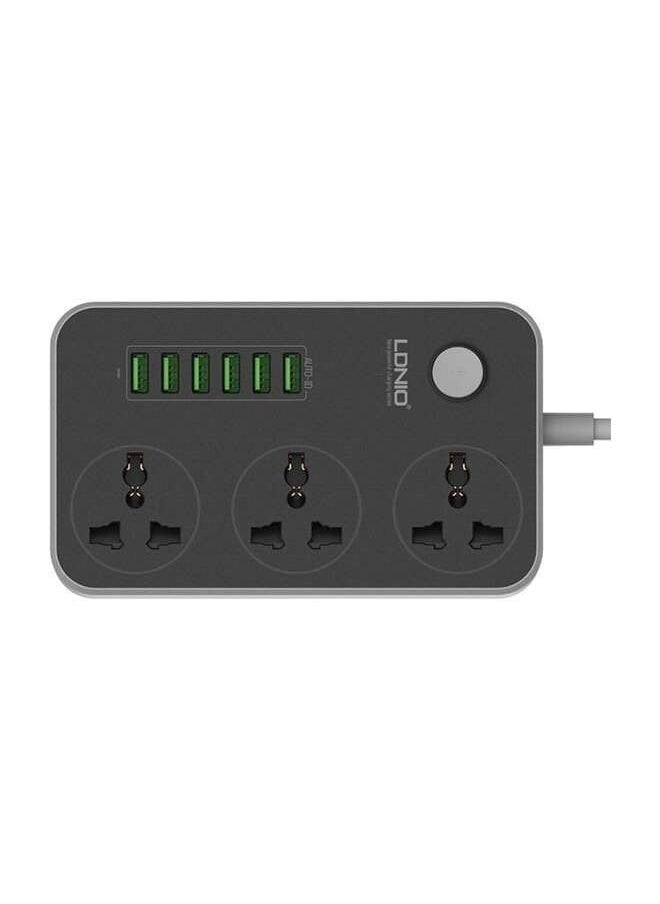 Generic 3-Outlet Surge Protector Power Strip With 6-USB Port Adapter Grey 2500watts  - Image 1