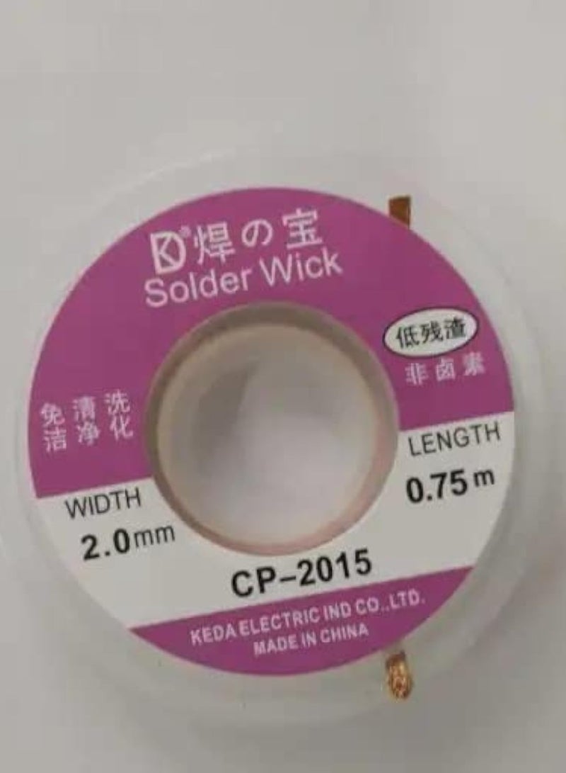 Solder Wick Desoldering Braid (2 Rolls) - 2.0mm Width x 1.5m Length | High Purity Copper Flux-Free Wire for PCB Rework & Tin Removal - Image 2