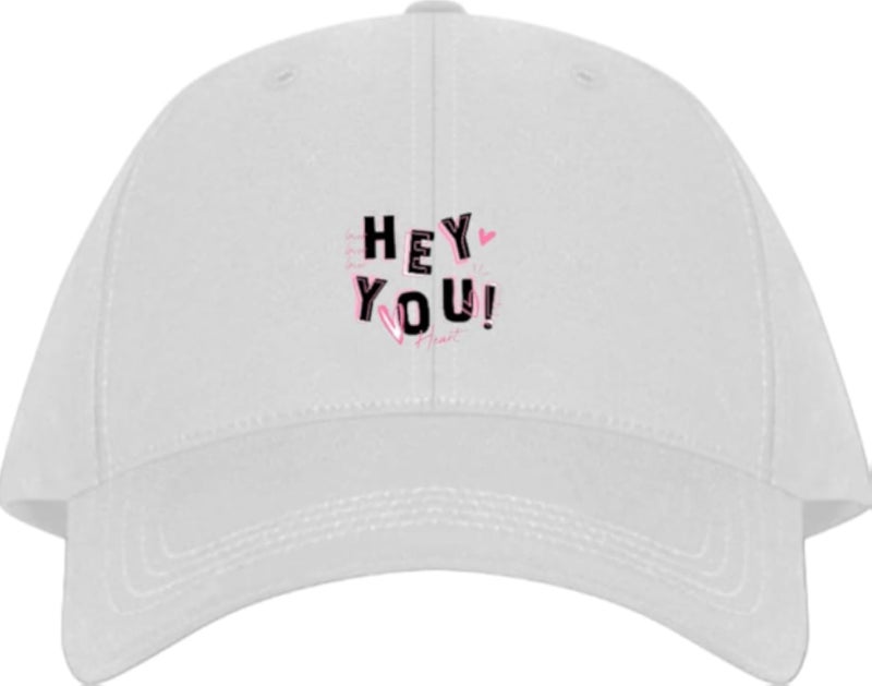 HEY YOU Plain unisex baseball cap White