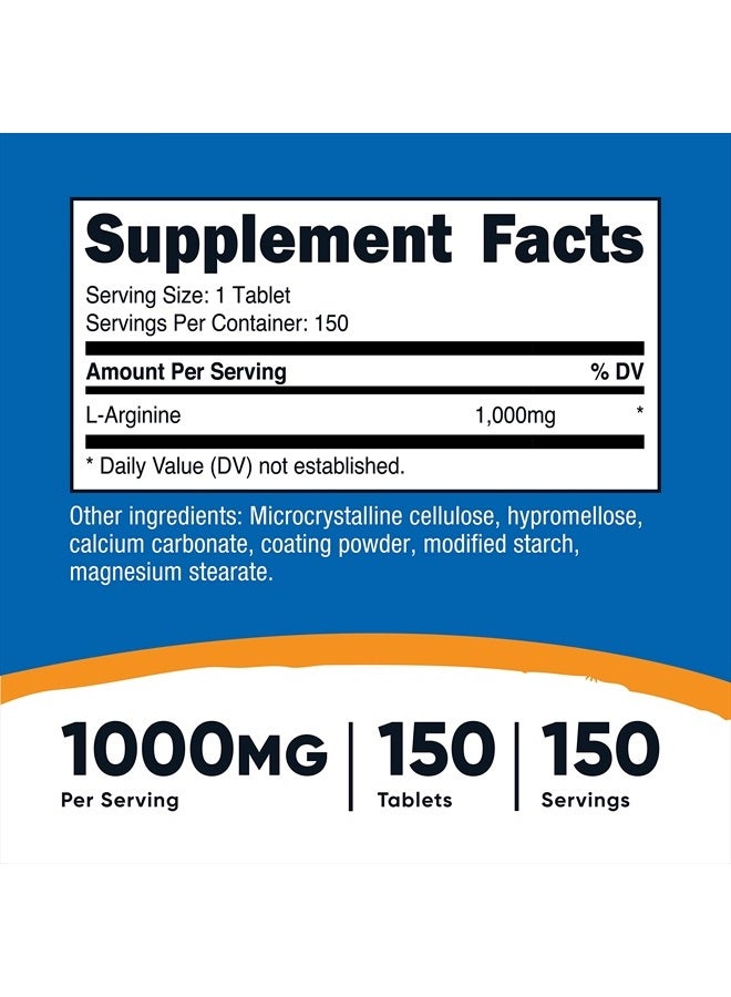 Nutricost L-أرجينين 1000 ملغ، أقراص الأحماض الأمينية (150 قرص) - Image 2