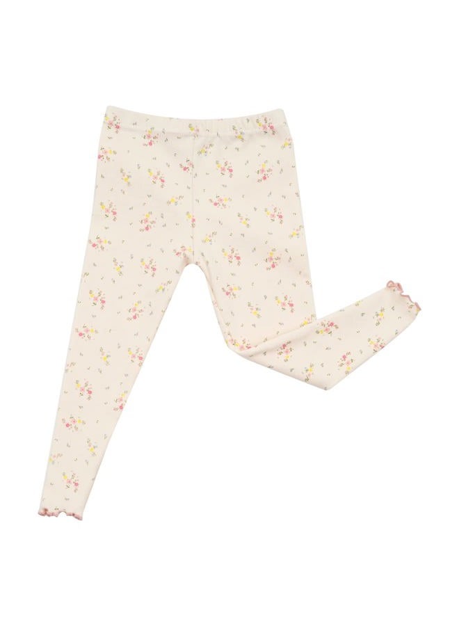 AVAUMA Baby Boy Girl Pajama Set 6M-7T Kids Cute Toddler Snug fit Flower Pattern Design Pjs Cotton Sleepwear Ruffled Shirring, Bling_ivory, 2T - Image 4