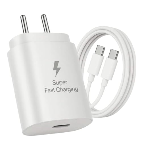 Punnkk 25W Charger/Adapter with Type C to C Cable, Compatible for Samsung Galaxy A15/M35/A35/A55/M05/M15/F15/M55| M34/M14/F34/F14/F54/A14/S24/S23/S21 Fe/S23/ Fold/Flip/6/5/4/3/Tab, White - Image 1