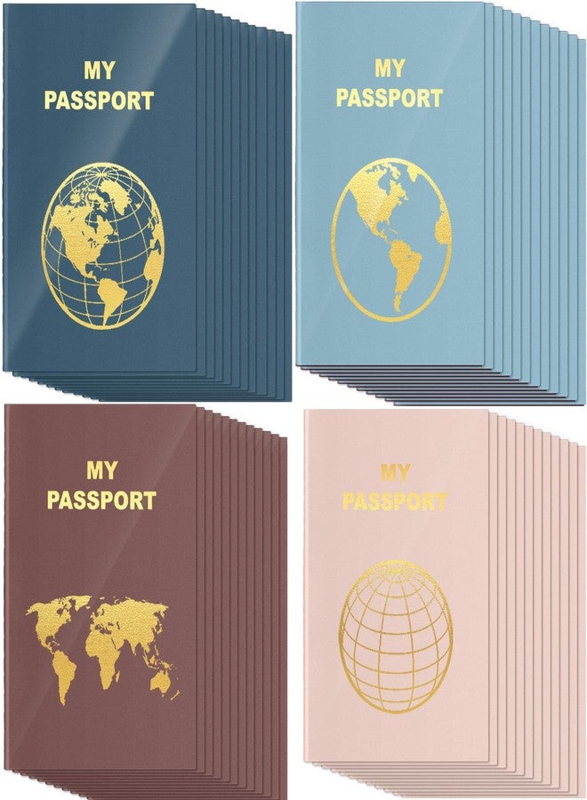 Lincia 48 Pcs Blank Passport Notebook Fake Passport Book Travel Journal Book Bulk Coloring Travel Airplane Activity Decor Projects(Cold Color) - Image 1
