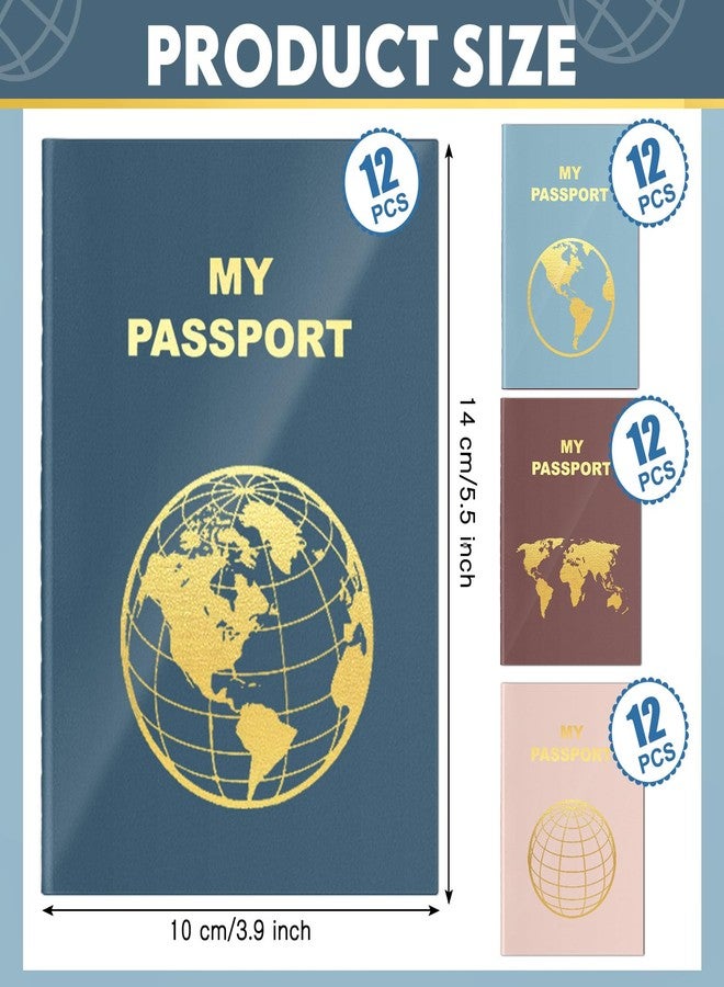 Lincia 48 Pcs Blank Passport Notebook Fake Passport Book Travel Journal Book Bulk Coloring Travel Airplane Activity Decor Projects(Cold Color) - Image 2