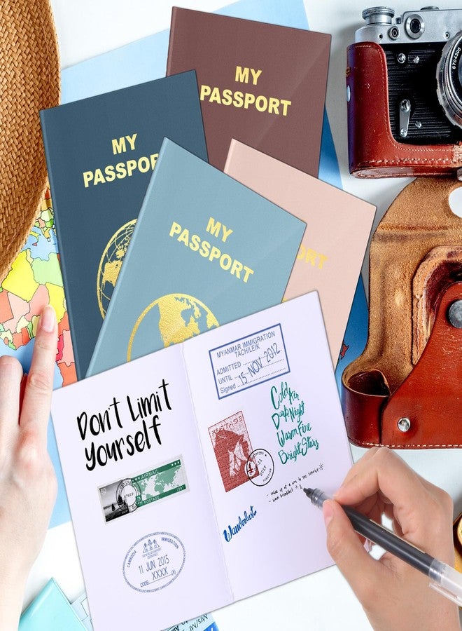 Lincia 48 Pcs Blank Passport Notebook Fake Passport Book Travel Journal Book Bulk Coloring Travel Airplane Activity Decor Projects(Cold Color) - Image 4