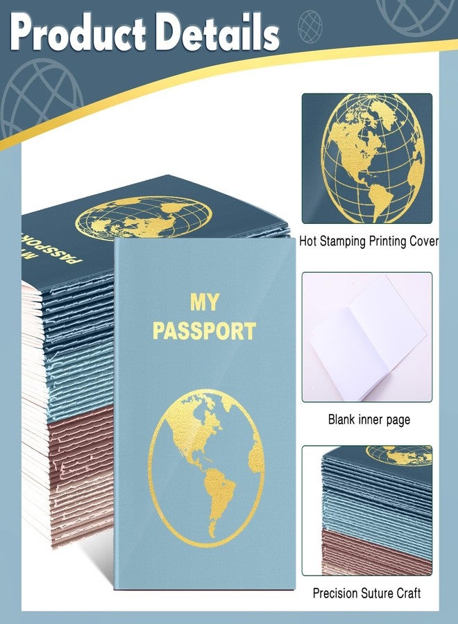 Lincia 48 Pcs Blank Passport Notebook Fake Passport Book Travel Journal Book Bulk Coloring Travel Airplane Activity Decor Projects(Cold Color) - Image 3