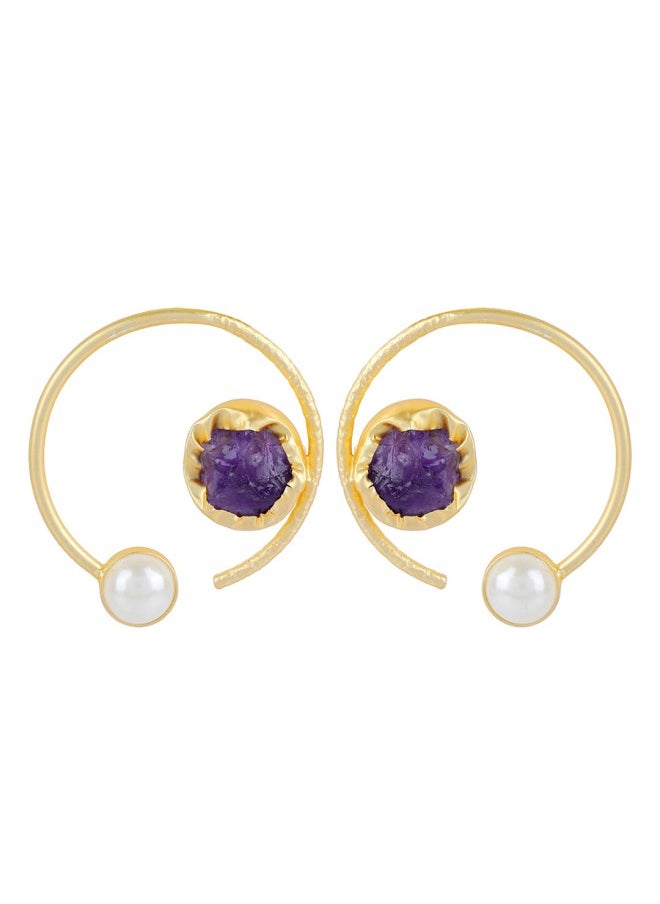 ISHIN Gold-Plated Circular Drop Earrings  - Image 2