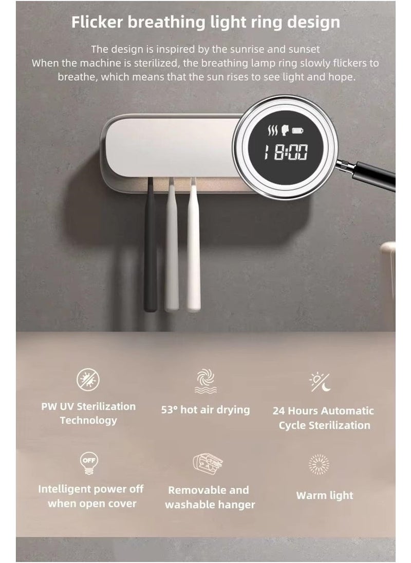UV Toothbrush Sanitizer Cleaner Wall Mount,Bathroom Toothbrush Holder/Rechargeable/No Drilling/Easy to Clean,for Electric and Manual Toothbrush - Image 2