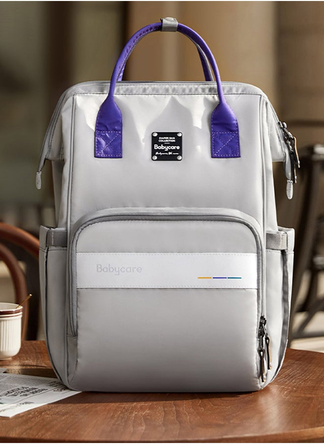 Babycare - Babycare - Baby Travel Diaper Bag, On-the-Go, Gray, Large, Compact Baby Organizer, BPA-Free, Non-Toxic, Multiple Storage Compartments, Insulated Bottle Holders, Waterproof, Easy to Clean, Durable, Adjustable Shoulder Straps, Lightweight, Convenient for Travel, Versatile Design, Ideal for Busy Parents 43 x 26 x 19 cm - Image 1