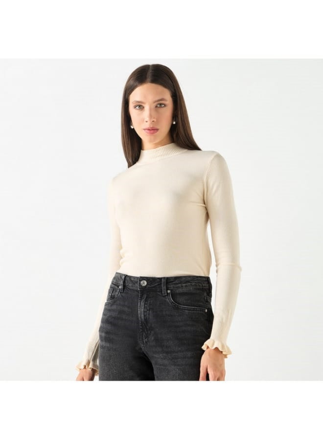 2Xtremz 2Xtremz Ribbed Funnel Neck Sweater with Long Sleeves - Image 3