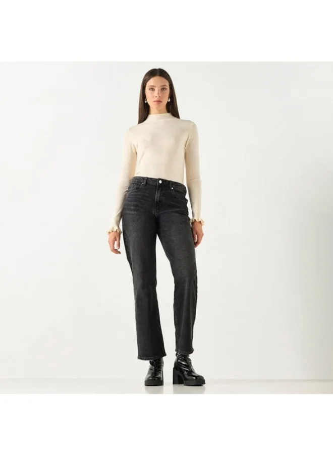 2Xtremz 2Xtremz Ribbed Funnel Neck Sweater with Long Sleeves