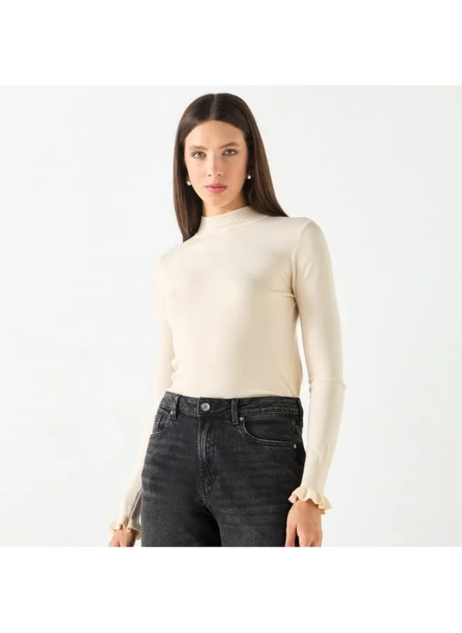 2Xtremz 2Xtremz Ribbed Funnel Neck Sweater with Long Sleeves