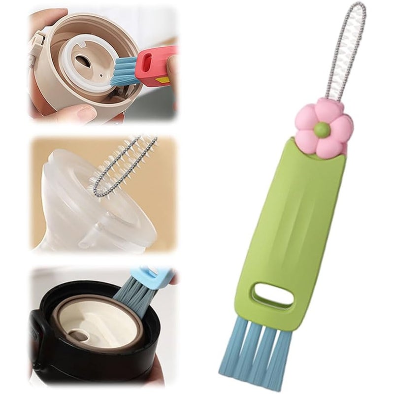 Fauppt Multifunctional 3 in 1 Cup Lid Cleaning Brush, 2026 Upgraded Cup Cleaning Brush Portable Crevice Cleaning Brush Set for Bottle Gap Tight Spaces Cup, Cup Lid Cleaning Brush for Home Use (Green) - Image 1