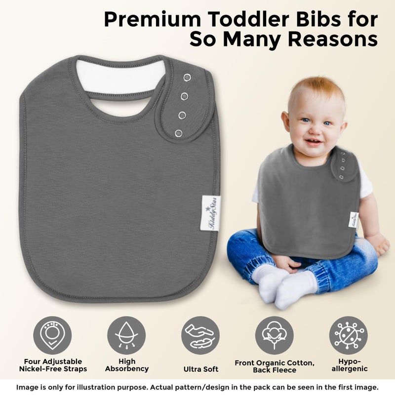 KiddyStar Organic Cotton Baby Bibs for Boys & Girls - Soft, Absorbent Teething & Drool Bibs - Adjustable Snaps for Toddlers - Image 3