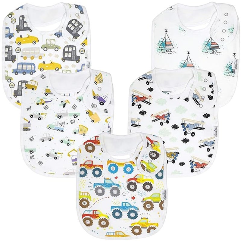 KiddyStar Organic Cotton Baby Bibs for Boys & Girls - Soft, Absorbent Teething & Drool Bibs - Adjustable Snaps for Toddlers - Image 1