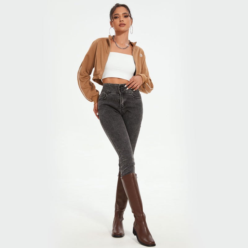 QIY Women's Knee-High Boots Low Heel Fall Boots for Women 2025 Brown Below Knee Boot Riding Square Toe Chunky Heeled Tall Long Leather Boot Size 7 - Image 4