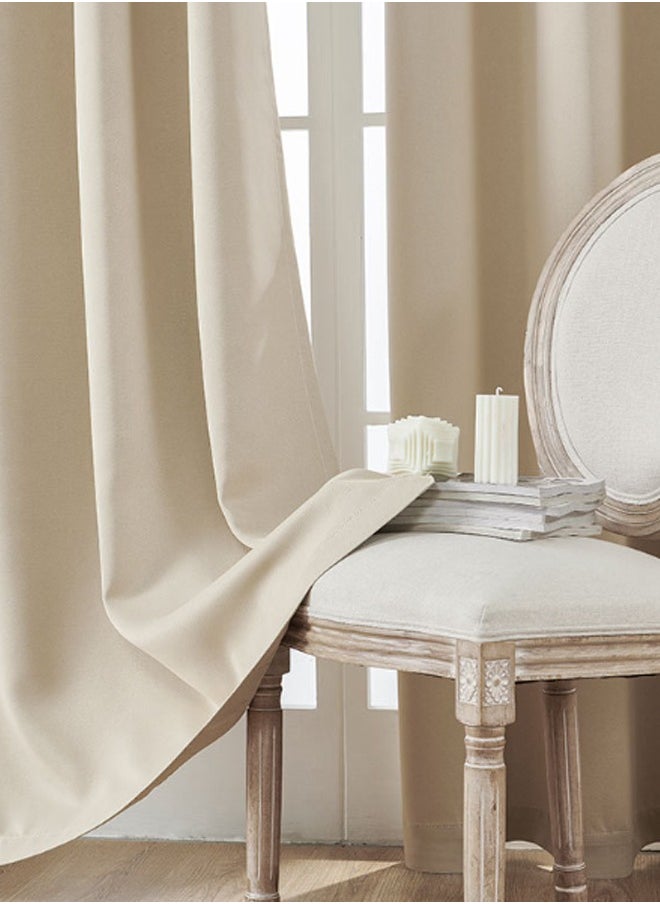 EHOME - Blackout Curtain Blinds, Solid Thermal Insulated Window Treatment Blackout Drapes/Draperies for Bedroom (1 Curtain, 100（Width） x 250（Length）centimeter, Beige) - Image 1